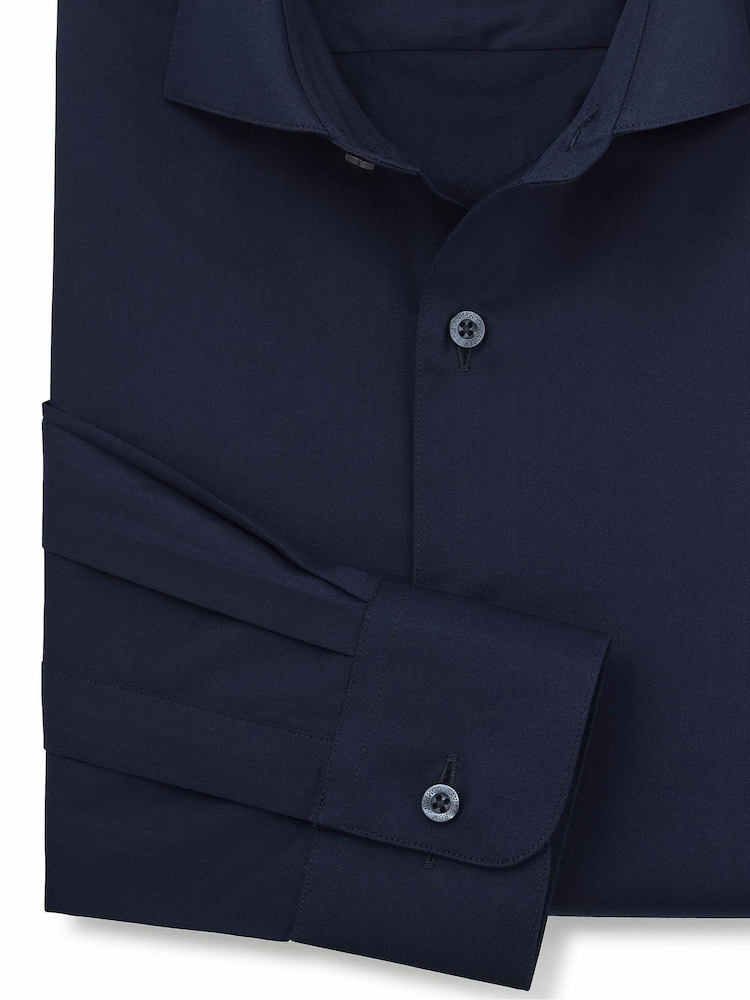Blau - Savile Row Company Slim-Fit-Baumwolltwill-Hemd mit einfacher Manschette, formell - Bild 2 von 3