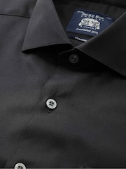 Savile Row Company Black Classic Fit Stretch Cotton Herringbone Single Cuff Formal Shirt - Image 2 of 3