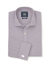 Savile Row Company Classic Fit жолақты мақтадан жасалған поплин қос манжеттен тұратын ресми жейде - 3суретінің 1 суреті
