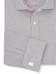 Savile Row Company Classic Fit жолақты мақтадан жасалған поплин қос манжеттен тұратын ресми жейде - 3суретінің 3 суреті