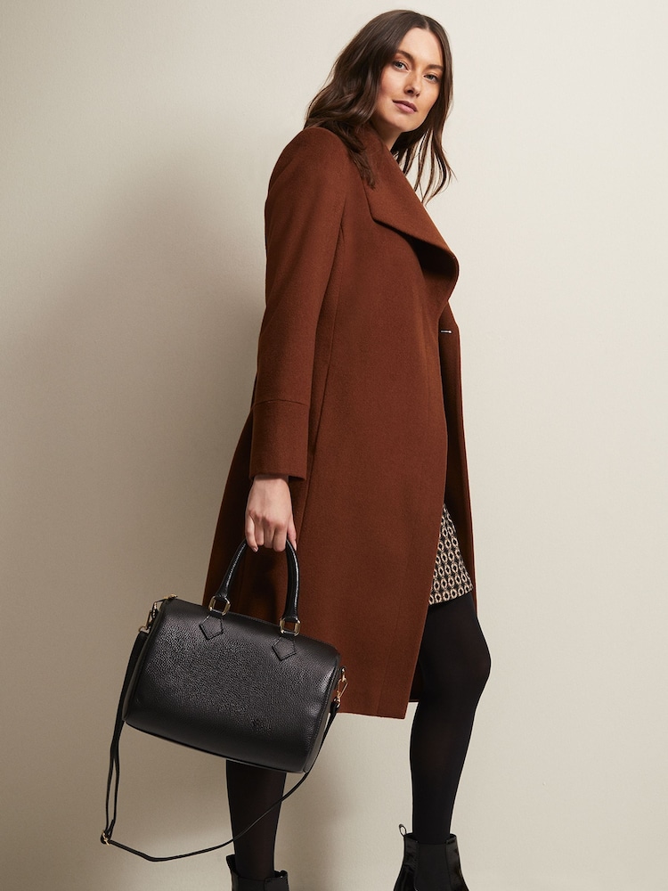 Phase Eight Black Leather Bowling Bag - Image 1 of 1