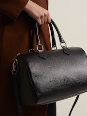 Phase Eight Black Leather Bowling Bag - Image 2 of 6