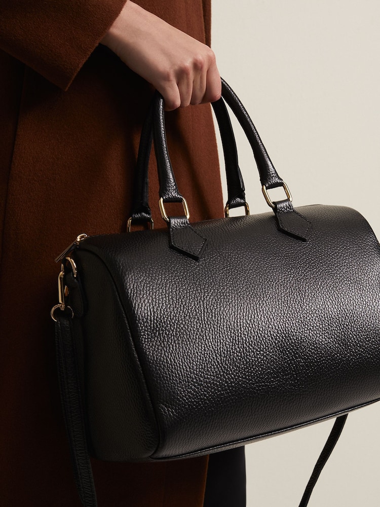 Phase Eight Black Leather Bowling Bag - Image 2 of 6 Phase Eight Black Leather Bowling Bag - Image 2 of 6