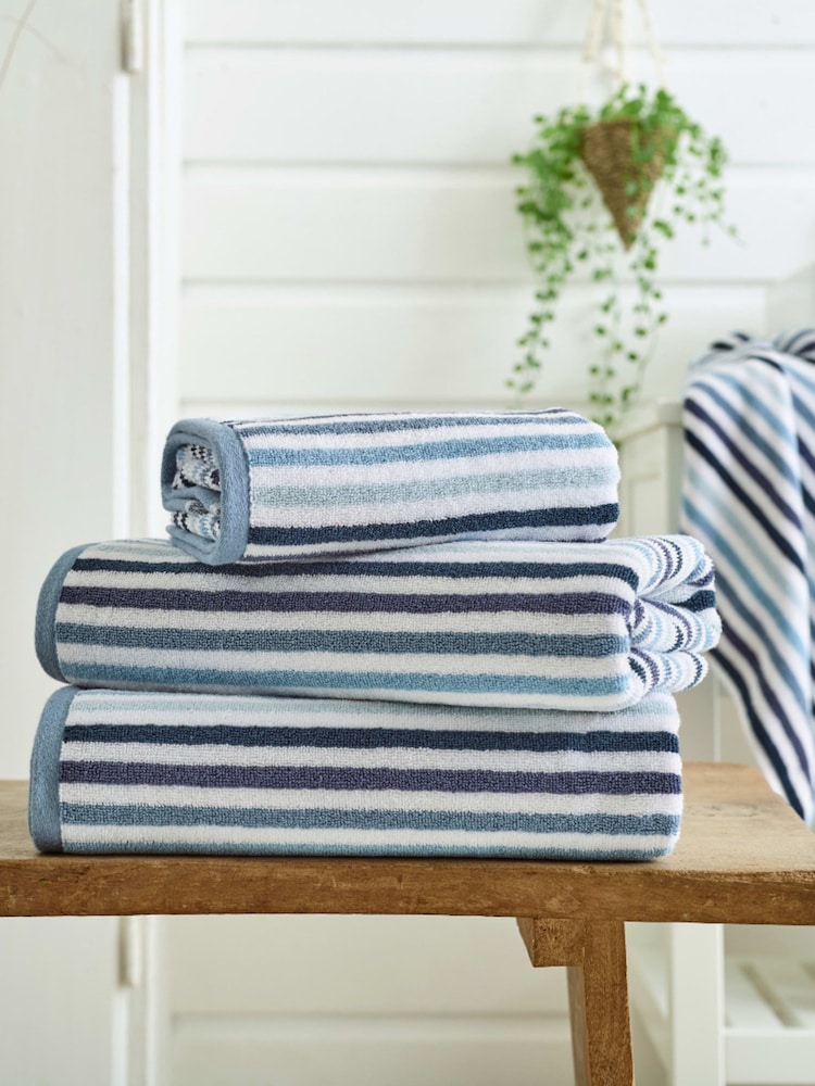 Deyongs Blue Bliss 100% Cotton Linear Stripe Towel - Image 1 of 3 Deyongs Blue Bliss 100% Cotton Linear Stripe Towel - Image 1 of 3