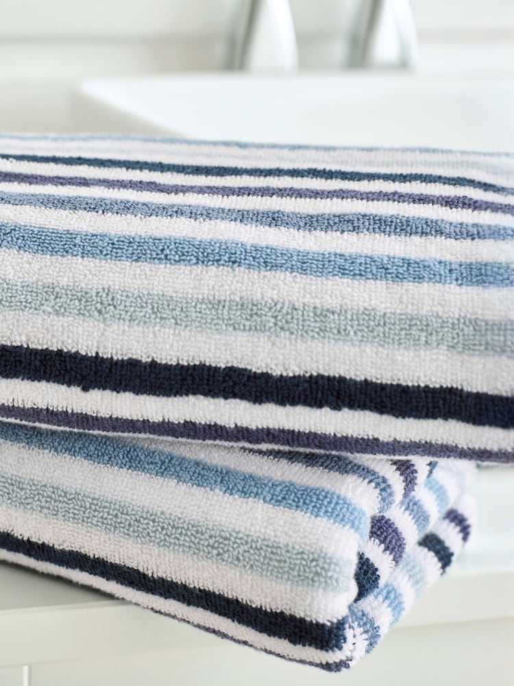 Deyongs Blue Bliss 100% Cotton Linear Stripe Towel - Image 2 of 3 Deyongs Blue Bliss 100% Cotton Linear Stripe Towel - Image 2 of 3