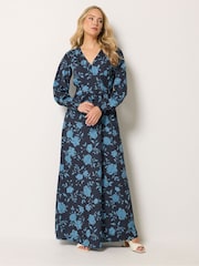 Long Tall Sally Blue Textured Floral Scarf Dress - Image 3 of 6