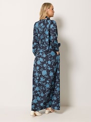Long Tall Sally Blue Textured Floral Scarf Dress - Image 4 of 6