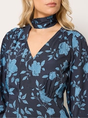 Long Tall Sally Blue Textured Floral Scarf Dress - Image 5 of 6