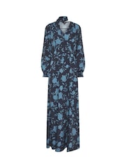 Long Tall Sally Blue Textured Floral Scarf Dress - Image 6 of 6
