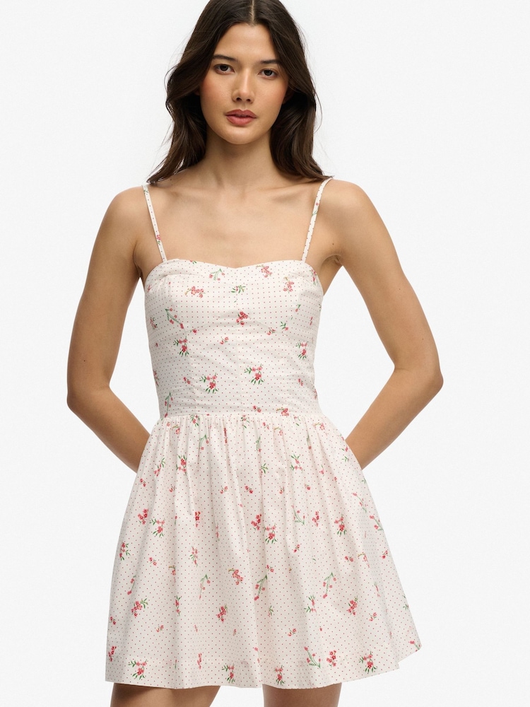Superdry Cream Corset Cami Mini Dress - Image 1 of 6