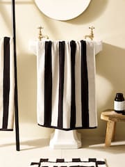 Black/White Stripe 100% Cotton Towel - Image 2 of 4