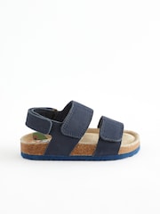 Marineblau - Sandalen aus Leder mit Korkfußbett und Klettverschluss - Bild 2 von 6
