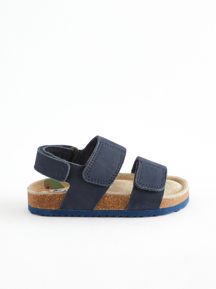 Marineblau - Sandalen aus Leder mit Korkfußbett und Klettverschluss - Bild 2 von 6 Marineblau - Sandalen aus Leder mit Korkfußbett und Klettverschluss - Bild 2 von 6