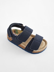 Marineblau - Sandalen aus Leder mit Korkfußbett und Klettverschluss - Bild 3 von 6