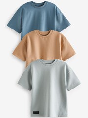 Blue/Tan Brown Oversized T-Shirts 3 Pack (3-16yrs) - Image 1 of 6