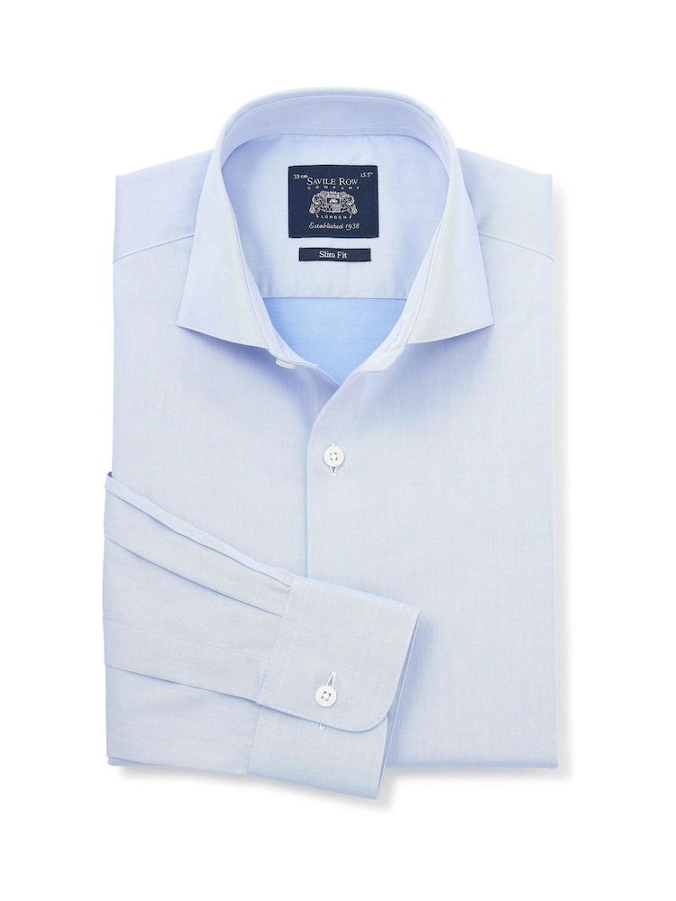 Himmelblau - Savile Row Company Slim-Fit-Baumwolltwill-Hemd mit einfacher Manschette, formell - Bild 1 von 3 Himmelblau - Savile Row Company Slim-Fit-Baumwolltwill-Hemd mit einfacher Manschette, formell - Bild 1 von 3