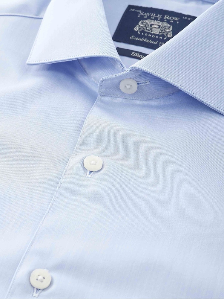 Himmelblau - Savile Row Company Slim-Fit-Baumwolltwill-Hemd mit einfacher Manschette, formell - Bild 2 von 3 Himmelblau - Savile Row Company Slim-Fit-Baumwolltwill-Hemd mit einfacher Manschette, formell - Bild 2 von 3