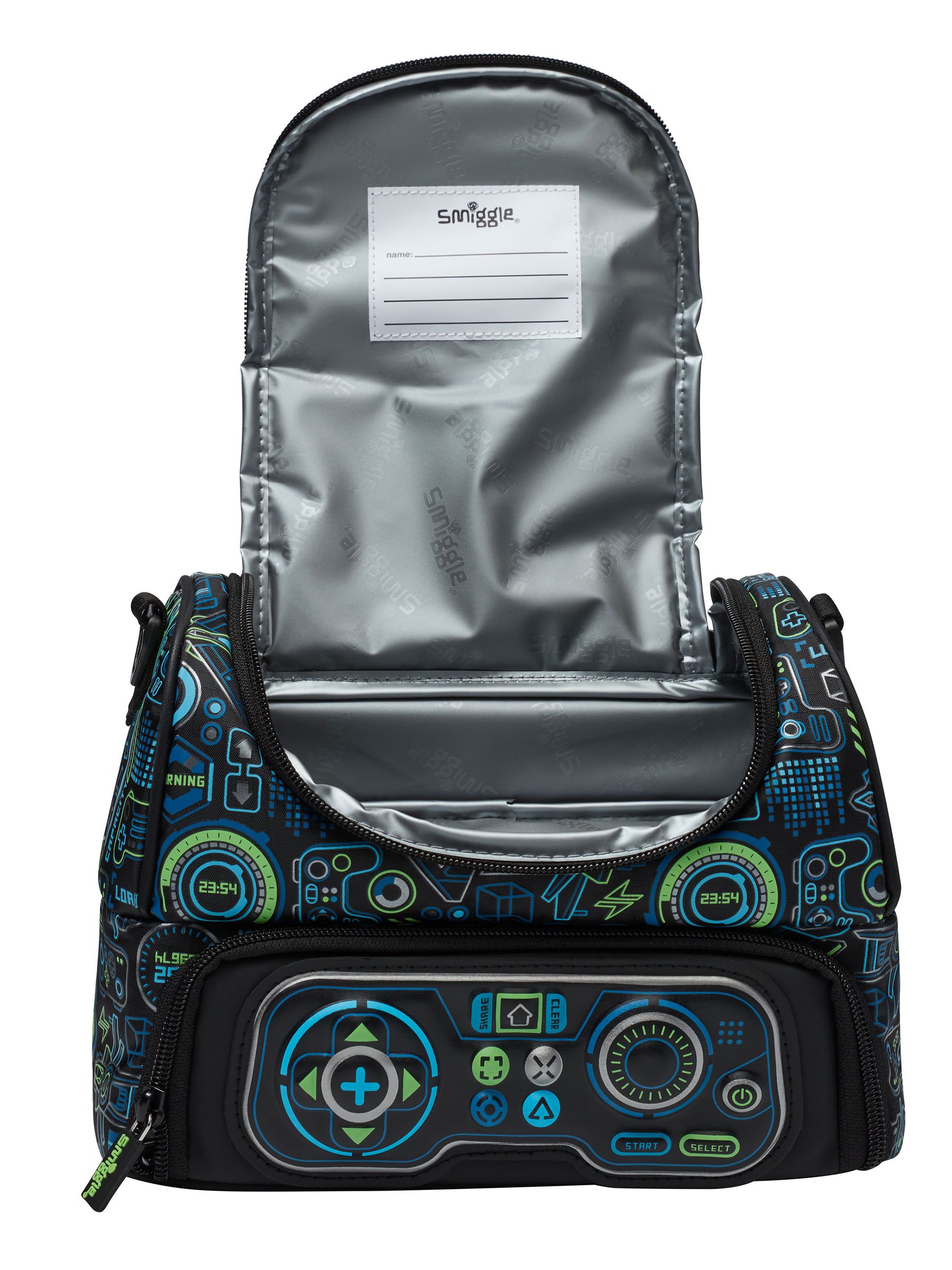 Smiggle Black Virtual Double Decker Lunchbox With Strap