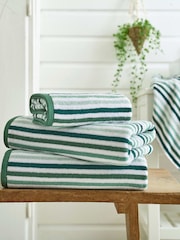 Deyongs Green Bliss 100% Cotton Linear Stripe Towel - Image 1 of 3