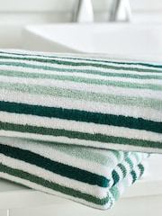 Deyongs Green Bliss 100% Cotton Linear Stripe Towel - Image 3 of 3