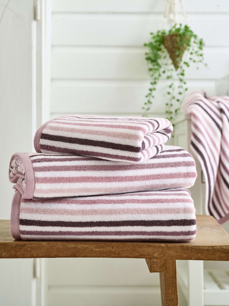 Deyongs Pink Bliss 100% Cotton Linear Stripe Towel - Image 1 of 3 Deyongs Pink Bliss 100% Cotton Linear Stripe Towel - Image 1 of 3