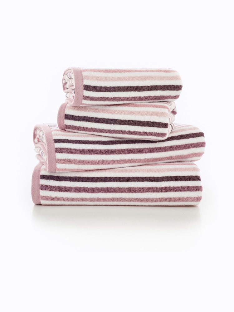 Deyongs Pink Bliss 100% Cotton Linear Stripe Towel - Image 2 of 3 Deyongs Pink Bliss 100% Cotton Linear Stripe Towel - Image 2 of 3