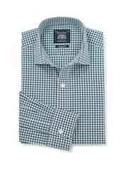 Savile Row Company Blue Classic Fit Gingham Check Cotton Poplin Single Cuff Formal Shirt - Image 1 of 3