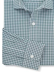Savile Row Company Blue Classic Fit Gingham Check Cotton Poplin Single Cuff Formal Shirt - Image 3 of 3