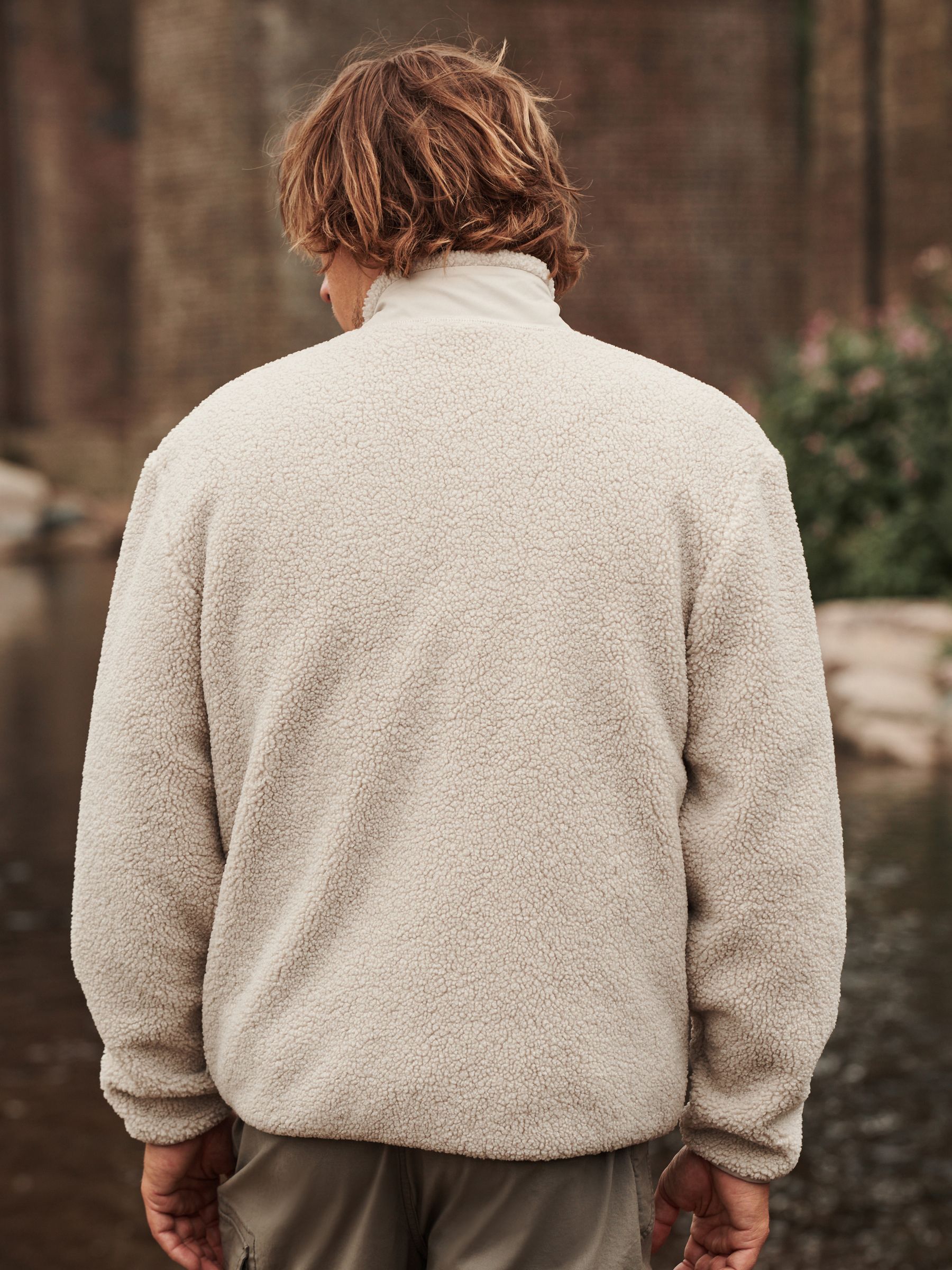 Buy Ecru White Borg Fleece Zip Through Jacket from Next Luxembourg