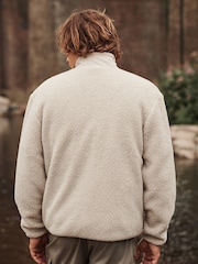Ecru White Borg Fleece Zip Through Jacket - Image 3 of 8