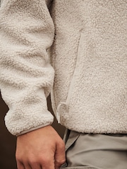 Ecru White Borg Fleece Zip Through Jacket - Image 5 of 8