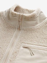 Ecru White Borg Fleece Zip Through Jacket - Image 7 of 8