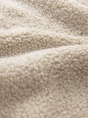 Ecru White Borg Fleece Zip Through Jacket - Image 8 of 8