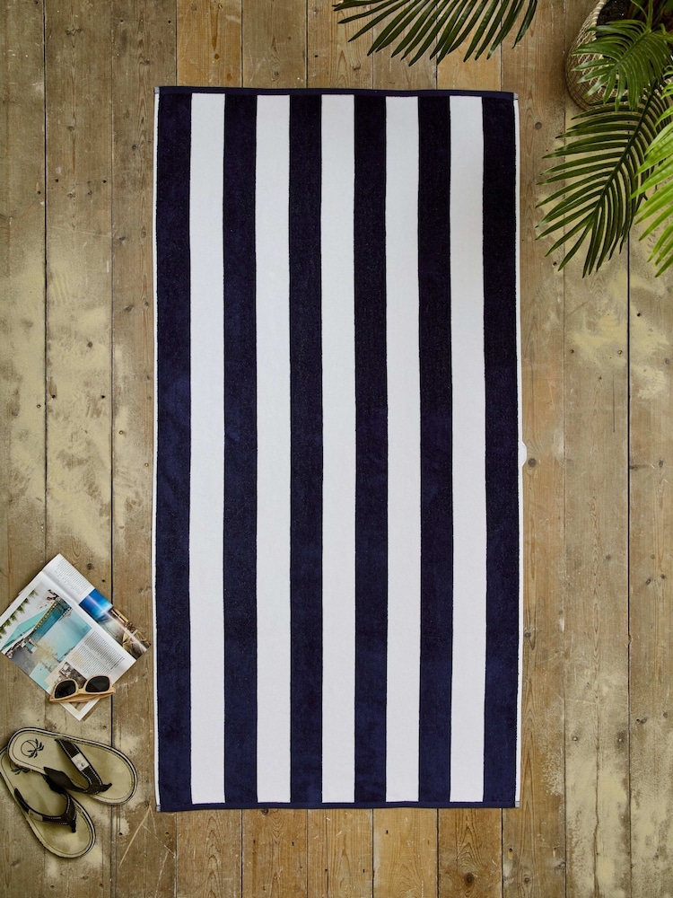 Deyongs Navy Cabana Bay Beach Towel - Image 1 of 2 Deyongs Navy Cabana Bay Beach Towel - Image 1 of 2