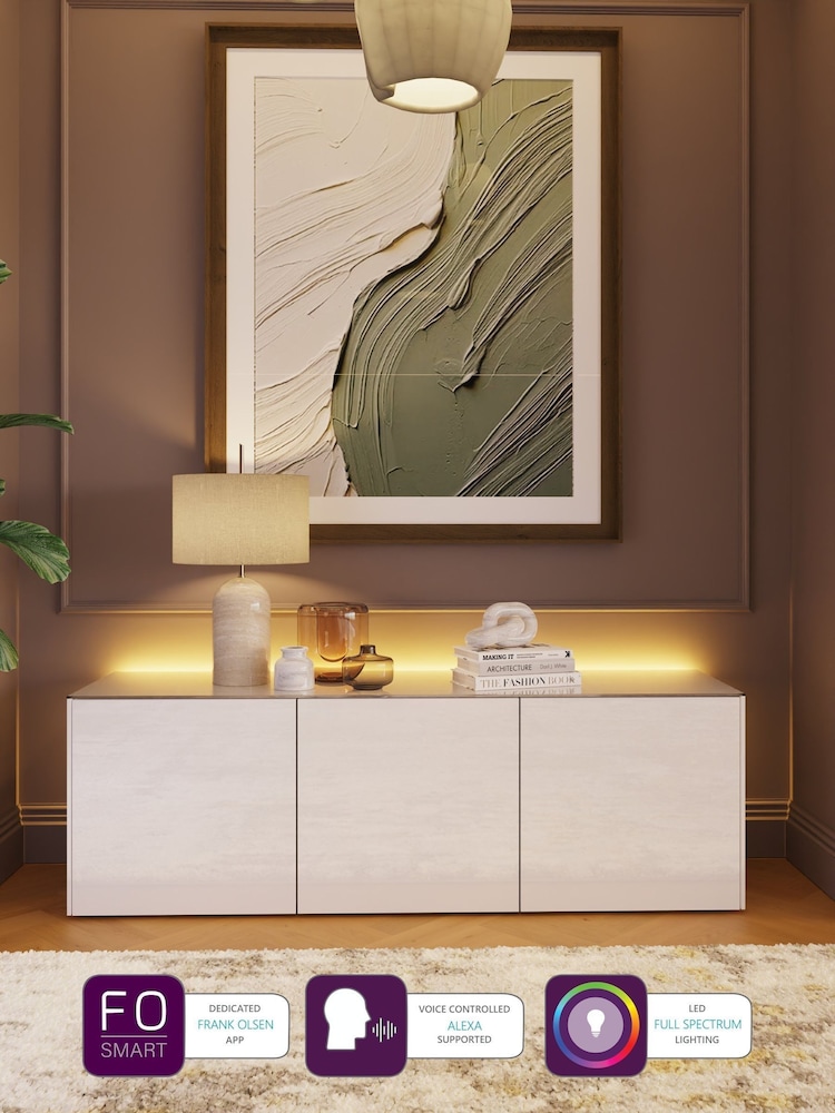 Frank Olsen White Smart LED TV Stand - Image 2 of 10