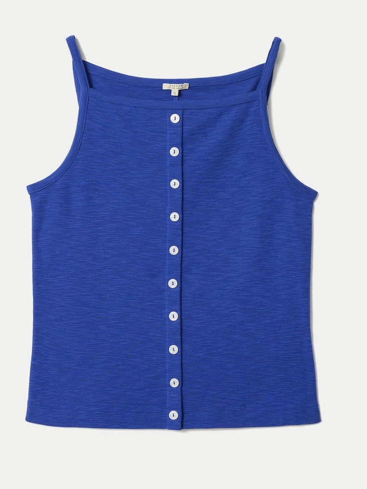 Jigsaw Blue Cotton Luxe Button Cami - Image 5 of 5 Jigsaw Blue Cotton Luxe Button Cami - Image 5 of 5