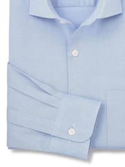 Savile Row Company Blue Classic Fit Stretch Cotton Herringbone Single Cuff Formal Shirt - Image 2 of 3