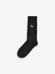 Schwarz/Waldtiere - Socken mit origineller Stickerei, 8er-Pack - Bild 4 von 9