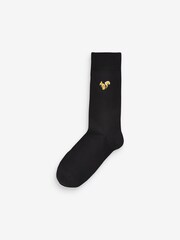 Schwarz/Waldtiere - Socken mit origineller Stickerei, 8er-Pack - Bild 6 von 9