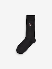 Schwarz/Waldtiere - Socken mit origineller Stickerei, 8er-Pack - Bild 8 von 9