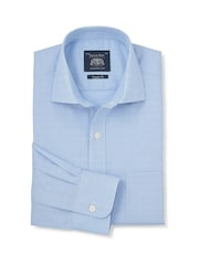 Savile Row Company Blue Prince of Wales Check Classic Fit Cotton Twill Single Cuff Formal Shirt - Image 1 of 3
