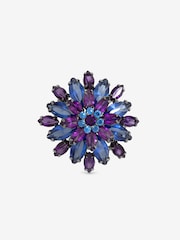 Mood Blue Sapphire Hematite Plated Statement Floral Brooch - Image 1 of 1
