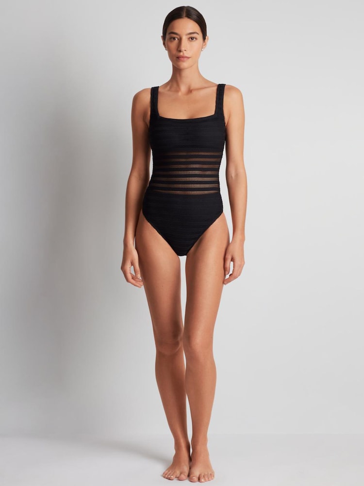 Lauren Ralph Lauren Black LRL Mesh Swimsuit - Image 1 of 2 Lauren Ralph Lauren Black LRL Mesh Swimsuit - Image 1 of 2
