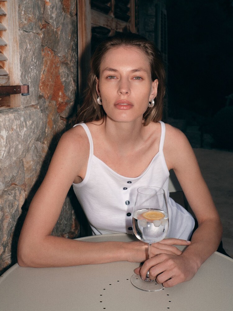 Jigsaw White Cotton Luxe Button Cami - Image 1 of 6 Jigsaw White Cotton Luxe Button Cami - Image 1 of 6