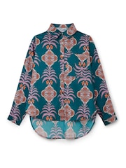 Another Sunday Long Sleeved Satin Oversized Shirt In Multi Print - Image 4 of 6