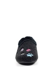Lazy Dogz Charley Paw Print Full Black Slippers - Image 4 of 8