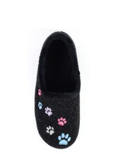 Lazy Dogz Charley Paw Print Full Black Slippers - Image 6 of 8