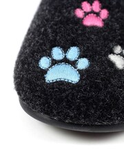 Lazy Dogz Charley Paw Print Full Black Slippers - Image 8 of 8