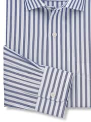 Blau - Savile Row Company Classic Fit Formelles Hemd aus gestreiftem Baumwollpopeline mit einfacher Manschette - Bild 3 von 3