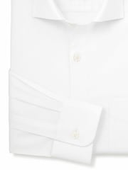 Savile Row Company White Classic Fit Stretch Cotton Herringbone Single Cuff Formal Shirt - Image 3 of 3
